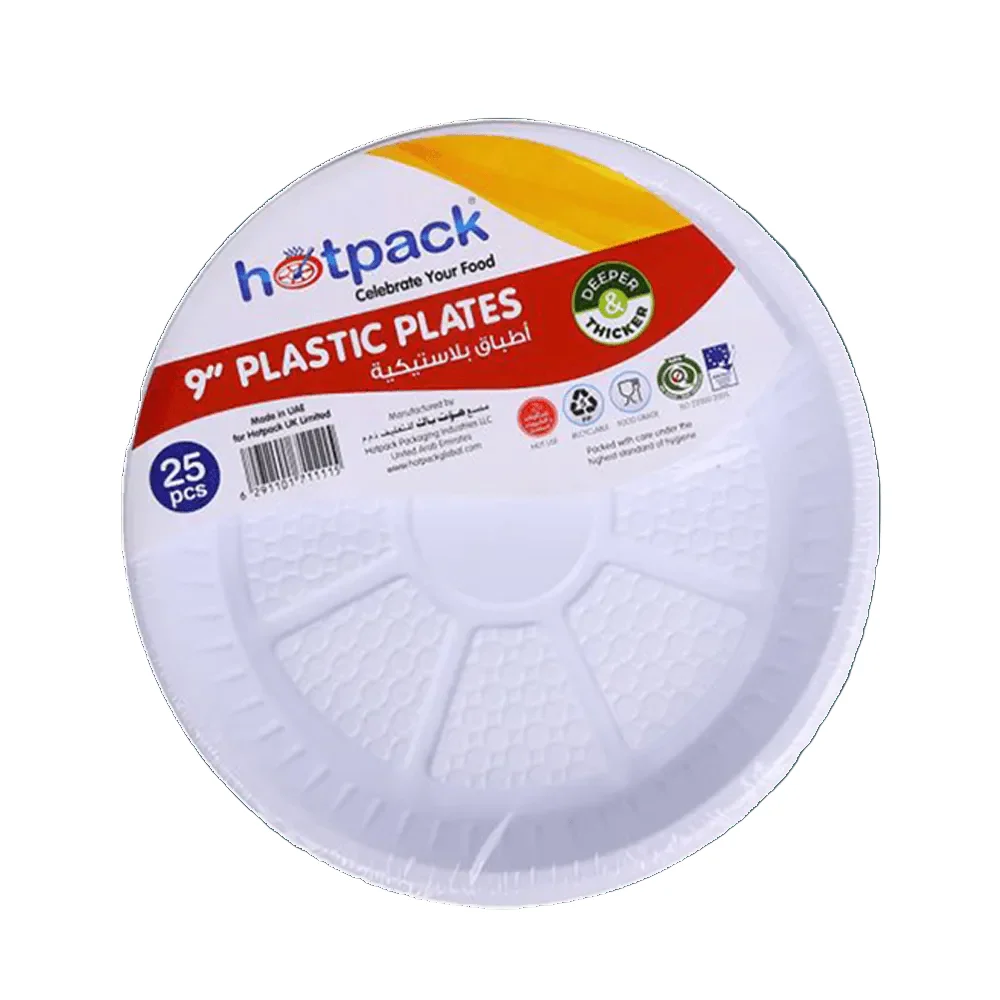 Hotpack Plastic Round Plate Set 9 Inch, 25 Pcs