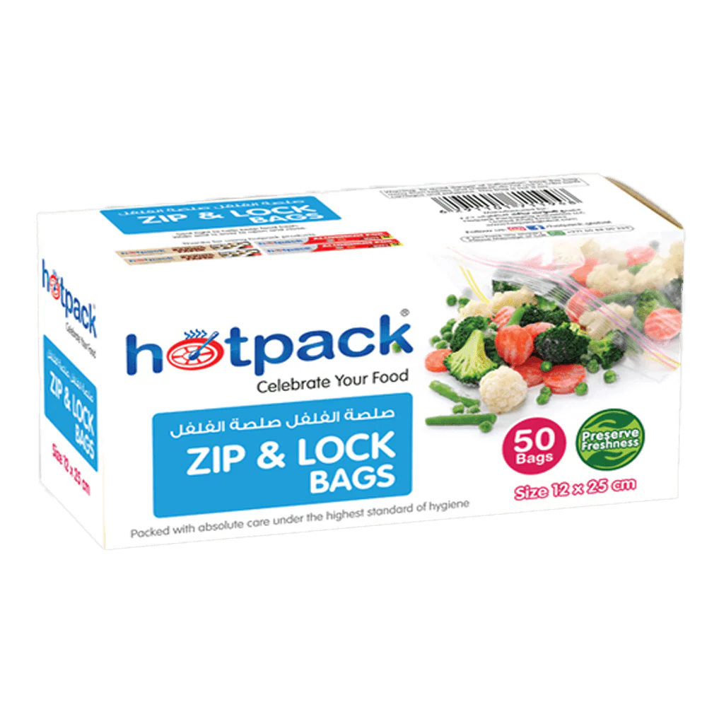 Hotpack Zipper Lock Bag Set, 12 x 25cm, 50 Pieces