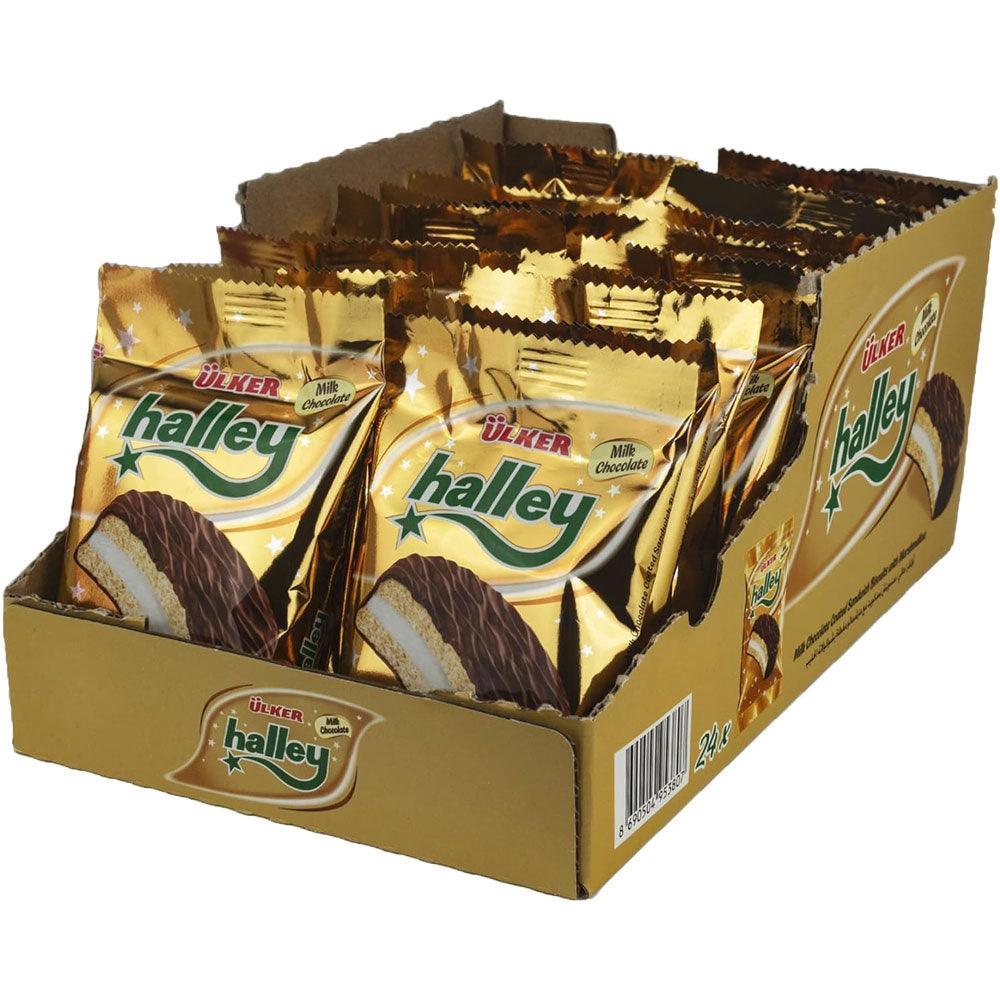 Ulker Halley Milk Chocolate Coated Sandwich Biscuits with Marshmallow Pack of 24 x 30g