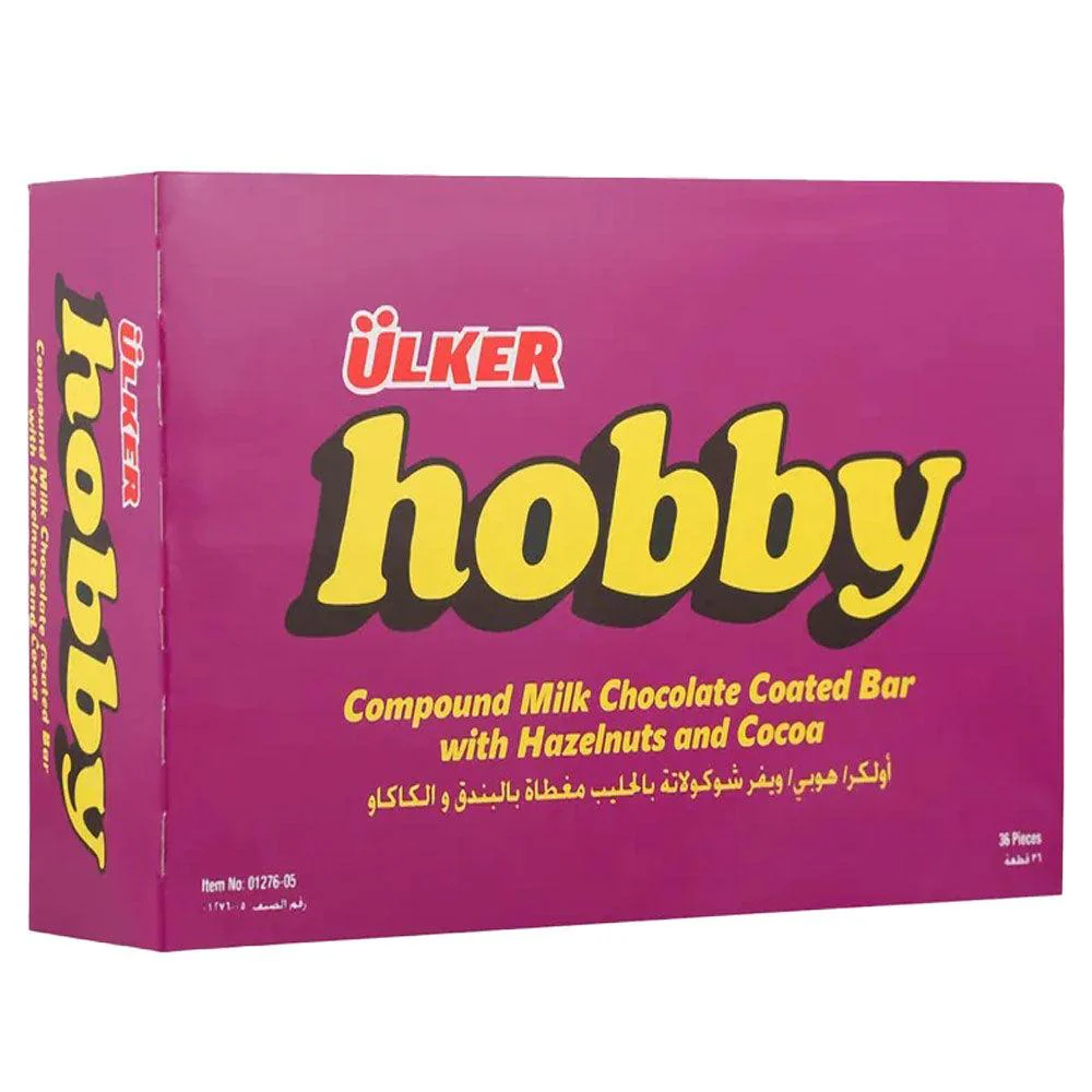 Ulker Hobby Cocoa and Hazelnuts Milk Chocolate Bar 36 Pieces